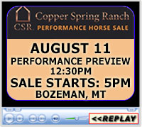 2018 Copper Spring Ranch Performance Horse Sale, Bozeman, MT - August 11, 2018